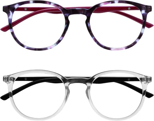 Miniatura 10 de OPULIZE MET - Lentes de lectura con bloqueo de luz azul para mujeres y hombres, marco redondo delgado con bisagras de resorte, resistentes a los 1