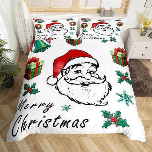 Miniatura 12 de Funda de edredón de Papá Noel, juego de ropa de cama para niños, funda de edredón de flores rosas para decoración de habitación de niños y niñas