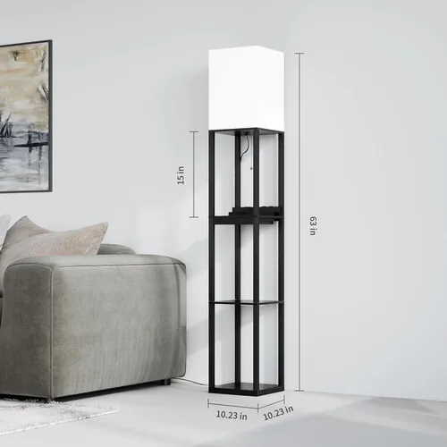 Miniatura 6 de SUNMORY - Lámpara de pie con estantes, lámpara de pie regulable con luz RGB y control por APP, lámpara de pie alta con estantes para sala de estar
