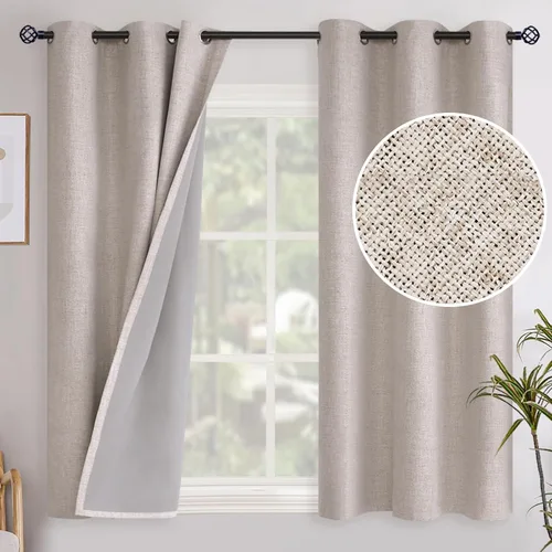 Miniatura 55 de YoungsTex - Cortinas opacas de lino para dormitorio, oscurecimiento de la habitación, cortinas con textura de lino, paneles con aislamiento térmico
