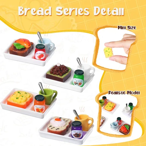 Miniatura 4 de Civaner Juego de 50 piezas de accesorios de comida rápida en miniatura para casa de muñecas, mini comida de Navidad, bebida mixta de resina, mini