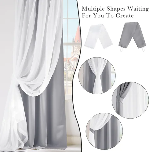Miniatura 9 de PONY DANCE Cortinas Opacas con Superposición de Gasa, Cortinas de Doble Capa con Aislamiento Térmico Mix & Match para Oscurecer Habitaciones