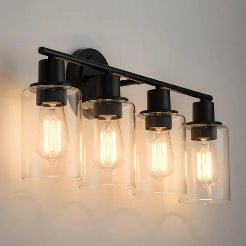 Miniatura 24 de 2 Light Bathroom Vanity Light Over Mirror - Black and Gold Farmhouse Wall Light for Bathroom Vanity Powder Room, Rustic Gooseneck Barn Style 2 Bulb