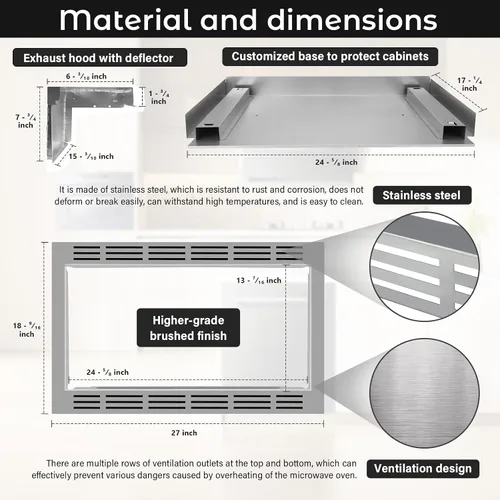 Miniatura 3 de NN-TK922SS - Kit de molduras de microondas de 27 pulgadas para horno de microondas Panasonic de 2.2 pies cúbicos, construcción de acero inoxidable