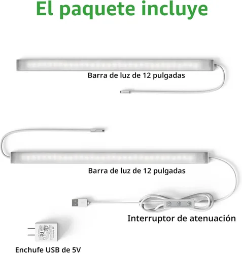 Miniatura 7 de Iluminación enchufable para debajo del gabinete, luces de mostrador regulables para cocina, 2 piezas de 12 pulgadas, blanco frío de 6000 K, luz LED