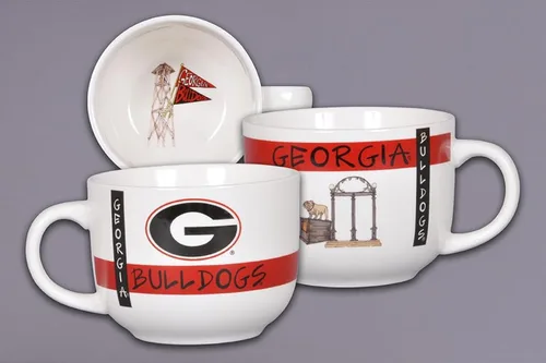 Magnolia Lane Taza de cerámica de gran tamaño de la Universidad de Georgia, ideal para sopa, capuchino, café y postres, regalo para estudiantes,