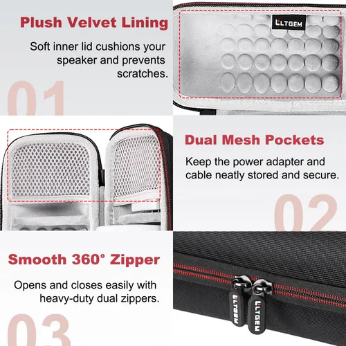 Miniatura 3 de LTGEM - Carcasa rígida de EVA para altavoz Bluetooth Bose SoundLink Revolve or Revolve (Serie II) con bolsillo de malla, color negro