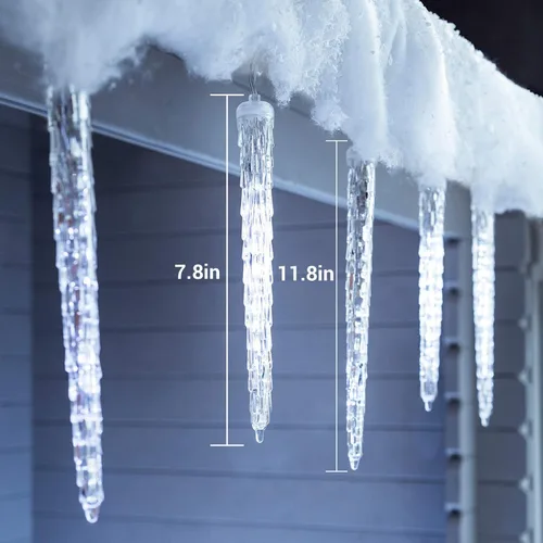 Miniatura 4 de Toodour Luces de carámbano de Navidad para exteriores, 20 tubos de 90 luces LED de carámbano con 8 modos, cadena de luz de cristal para interiores