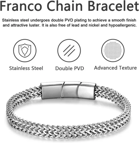 Miniatura 3 de Pulseras para hombre de acero inoxidable, con cierre magnético, cadena franco