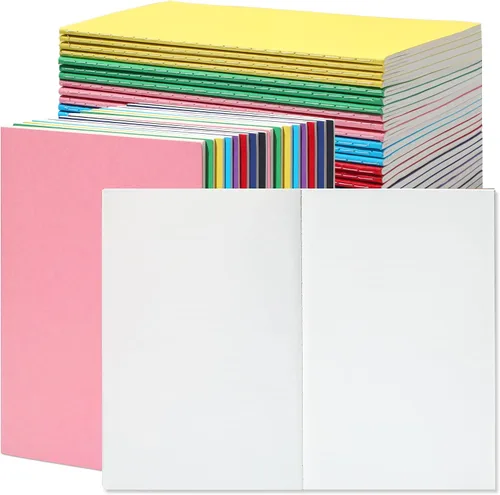 miikoul Paquete de 48 cuadernos de diario A5 en blanco al por mayor, papel sin líneas de tapa blanda colorida para niños, estudiantes, viajeros,