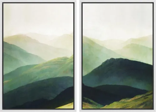 Miniatura 18 de SIGNWIN Lienzo enmarcado para pared, juego de arte sereno de paisaje de pantanos, ilustración rústica, arte moderno, minimalismo, decorativo