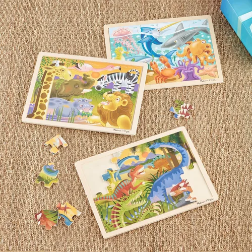 Miniatura 9 de Melissa & Doug, Paquete de rompecabezas (Dinosaurio, Safari y Océano)