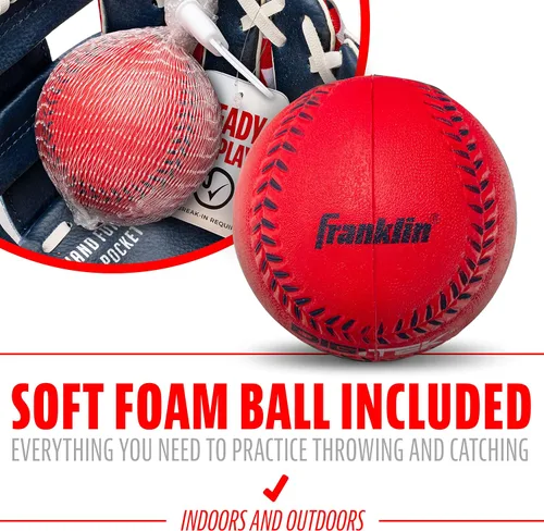 Miniatura 6 de Franklin Sports Guantes de béisbol para niños, guantes de teeball RTP para jóvenes + juego de pelotas, guantes de teeball para niños y niñas, niños