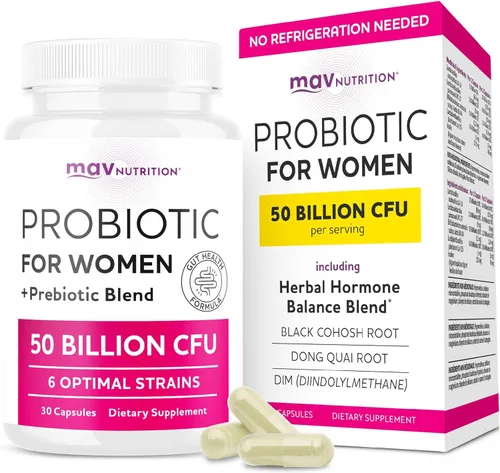 Probióticos para mujeres | 50 mil millones de UFC para vaginal, equilibrio del pH y apoyo a la salud digestiva | Probióticos femeninos con
