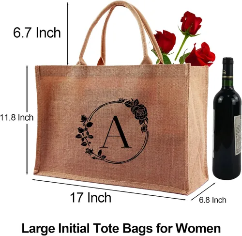 Miniatura 2 de A-Z - Bolsas grandes con iniciales con monograma para mujeres, regalos de agradecimiento para profesores, madres para el día de la madre