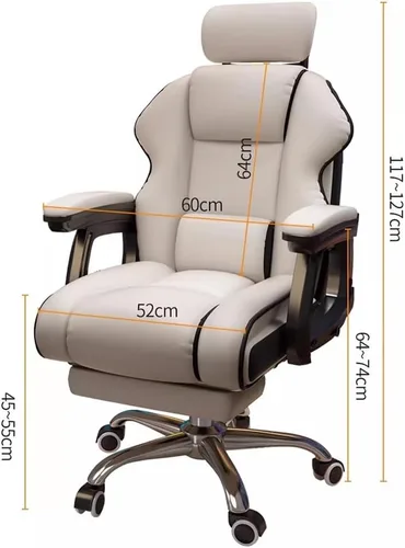 Miniatura 2 de Silla de oficina grande y alta de 450 libras de ancho, silla de oficina ejecutiva de cuero con respaldo alto con reposapiés, silla de oficina Blanco