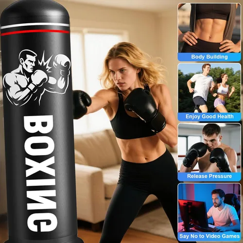 Miniatura 5 de Punching Bag for Adults with Stand, 74.8'' Free Standing Heavy Boxing Bag with Gloves and Pump for Men Women Teen Boys Girls Kickboxing Beginners