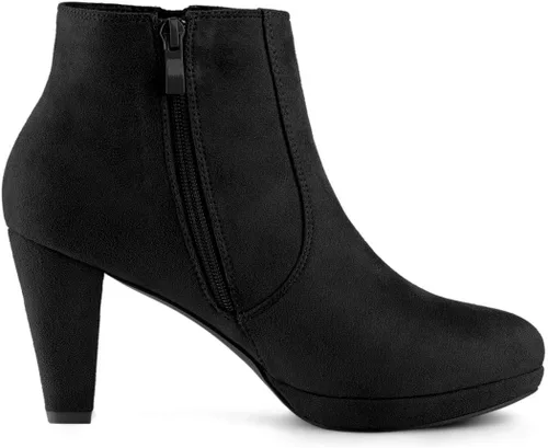 Miniatura 7 de Allegra K Botines de tacón grueso con cremallera lateral y plataforma baja para mujer