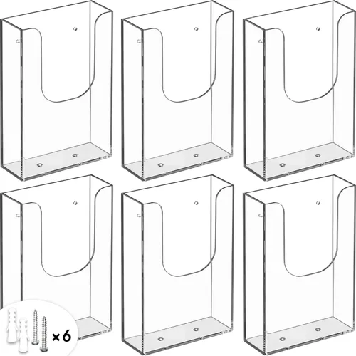 Miniatura 10 de MaxGear Soporte para folletos de acrílico de 4 x 9 pulgadas, soporte para folletos y folletos, organizador de plástico transparente para folletos