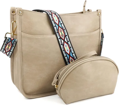 Miniatura 9 de KOGTLA Bolsos cruzados de cuero Hobo con correa de guitarra para mujer
