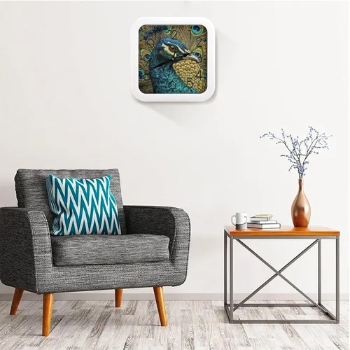 Miniatura 5 de 10" Square Modern Wall Clock,Animal Patterns Print Kitchen Clocks Wall Battery Operated,Silent Non Ticking Unique Funny Cute Wall Clock for Living
