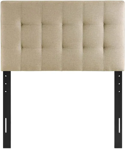 Miniatura 5 de Modway Lily Cabecero doble tapizado de tela de lino con botones en beige