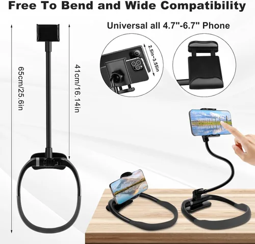 Miniatura 4 de Soporte para teléfono celular, soporte para teléfono celular de cuello, soporte de teléfono flexible de cuello de cisne sin manos para cama, soporte
