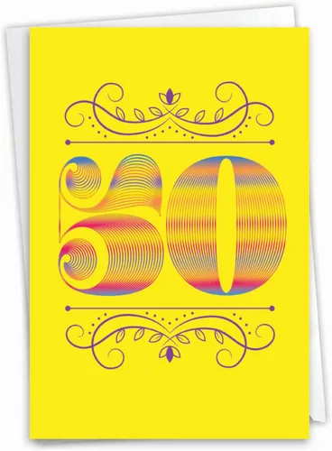 Miniatura 13 de NobleWorks Tarjeta de felicitación de cumpleaños número 50 en blanco con sobre de 5 x 7 pulgadas (1 tarjeta) Bday 50 Year Old Crossing 9966K