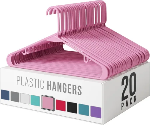 Miniatura 16 de Perchas de plástico para ropa, paquete de 20 unidades, ganchos de plástico color aguamarina, son perfectas para colgar abrigos y ahorrar espacio