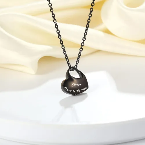 Miniatura 2 de VIUJUH Cremation Urn Necklace for AshesForever In My Heart Carved LocketStainless Steel Keepsake Urn JewelryWaterproof Memorial Pendant for Mom