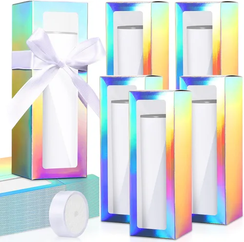 Miniatura 12 de Honoson Caja de regalo de 24 vasos con cinta para sublimación, cajas de exposición de vidrio transparente para vasos de 12 onzas, 16 onzas, 20 Negro