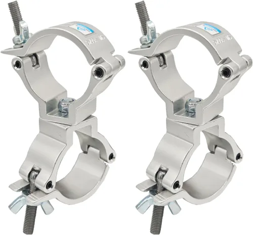 Miniatura 7 de 1.88-2 pulgadas braguero de iluminación doble giratorio acoplador DJ abrazaderas de luz aleación de aluminio resistente 220 libras para tubería