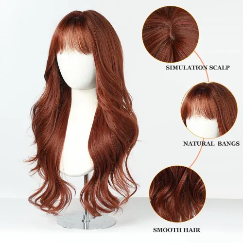 Miniatura 3 de Esmee Pelucas largas y onduladas para mujer, cabello sintético natural, resistente al calor, para uso diario y fiestas, cosplay, 24 pulgadas