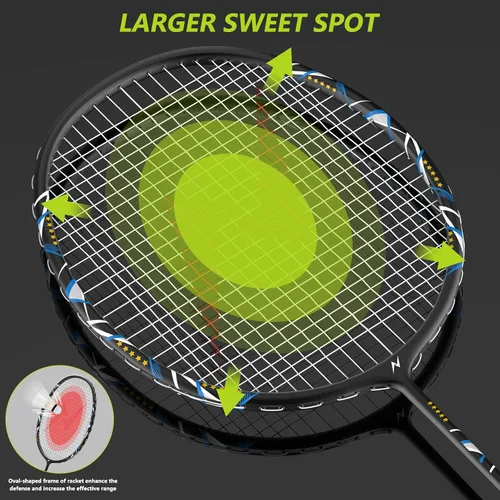 Miniatura 2 de Nalax Juego de bádminton para 2 jugadores, raqueta de bádminton de fibra de carbono con 3 volantes y 1 bolsa de transporte, juegos de bádminton