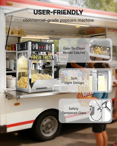 Miniatura 6 de Máquina comercial de palomitas de maíz de 32 onzas, máquina grande para hacer palomitas de maíz, máquina de palomitas de maíz para encimera de cine