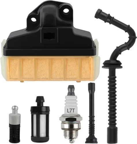 Carbhub 1123-120-1651 Filtro de aire + Bujía + Filtro para línea de combustible y aceite para motosierra STIHL 023 025 MS210 MS230 MS250 con filtro