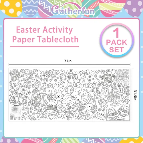 Miniatura 2 de Gatherfun Póster de Actividades para Fiesta de Pascua - 31.5 x 72 Pulgadas, Fiesta de Pascua Feliz, Pancarta de Papel Versátil