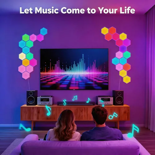 Miniatura 6 de TISOFU Luces Hexagonales (Paquete de 8) Paneles de Pared LED, Luces RGB para Juegos con APP, Panel Modular Inteligente Azulejos Hexagonales Push