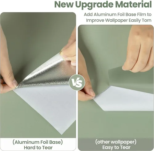 Miniatura 8 de practicalWs Papel tapiz de color verde salvia, papel de contacto verde para pegar y despegar, 17.7 x 118.1 pulgadas, papel tapiz removible de vinilo