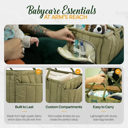 Miniatura 6 de Organizador de pañales grande con asa neutral para niño y niña, cesta de bebé para guardería, automóvil, cambiador, almacenamiento portátil