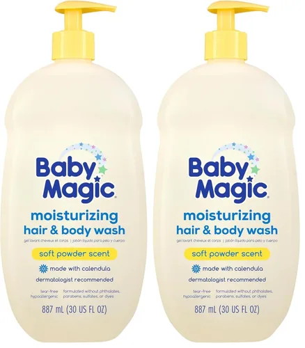Miniatura 16 de Baby Magic Jabón hidratante para el cabello y el cuerpo, especialmente formulado para la delicada piel del bebé, sin lágrimas, caléndula y coco, 30