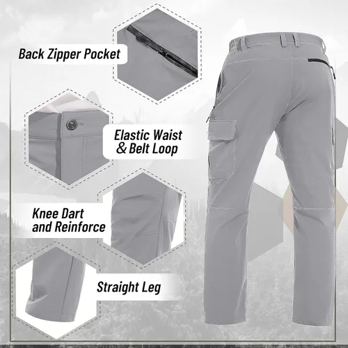 Miniatura 5 de TACVASEN Pantalones de trabajo para hombre, resistentes al agua, antidesgarros, de secado rápido, para senderismo, viajes, exteriores, con 5