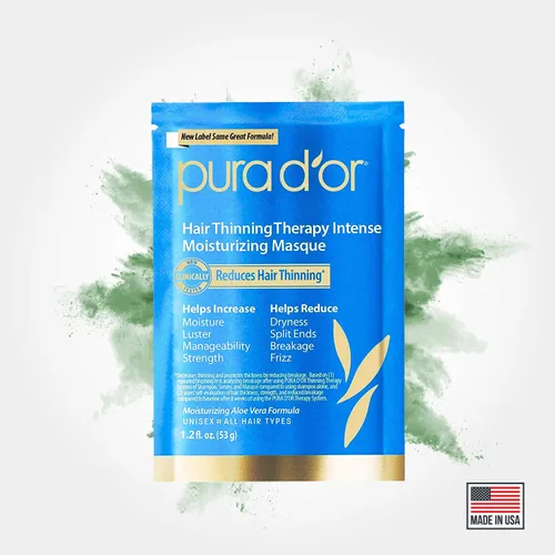 Miniatura 5 de PURA D'OR Mascarilla de biotina hidratante intensa para terapia de adelgazamiento del cabello, 1.2 onzas, paquete de 8 (9.6 onzas), tratamiento