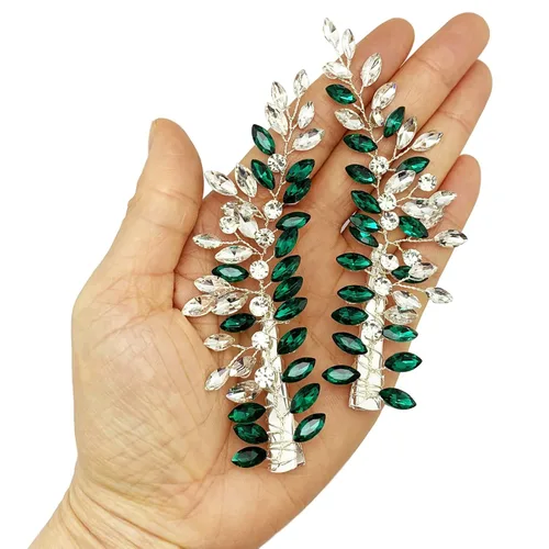 Miniatura 6 de Peines de clip para el cabello de boda, 2 piezas de diamantes de imitación de color rojo, blanco y verde, accesorios para mujeres y niñas, fiesta
