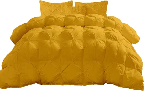 Miniatura 37 de Edredón plisado de 1000 hilos, suave, esponjoso, color naranja, tamaño Queen de 98 x 98 pulgadas, 1 pieza con relleno de edredón para todas