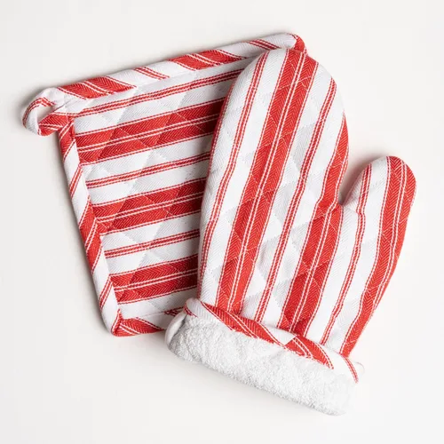 Miniatura 18 de Juego de guantes de horno y soportes para ollas - Guantes resistentes al calor duraderos - Mitones gruesos para cocina - Adecuados para cocinar