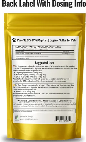 Miniatura 7 de MSM puro para perros y gatos Cristales MSM 99.9% puros Azufre orgánico para apoyo articular, movilidad, piel y pelaje 100% libre de aditivos