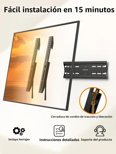 Miniatura 3 de IWORKBOARD 43 50 55 pulgadas Montura de pared para TV de perfil bajo fija para LED/LCD de 24-65 pulgadas y televisores planos/curvados, soporte