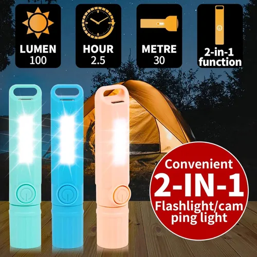 Miniatura 3 de Paquete de 3 linternas recargables USB C mini linternas LED, combo de linterna de camping, linterna ultraligera con zoom para regalo, camping