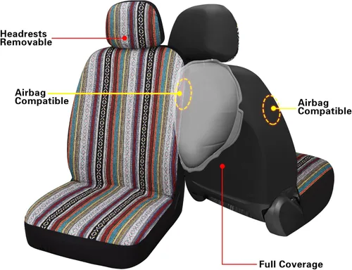 Miniatura 3 de Pariitadin Baja - Fundas para asientos delanteros de automóvil tipo manta de montura con almohadillas para cinturón de seguridad, fundas de asiento
